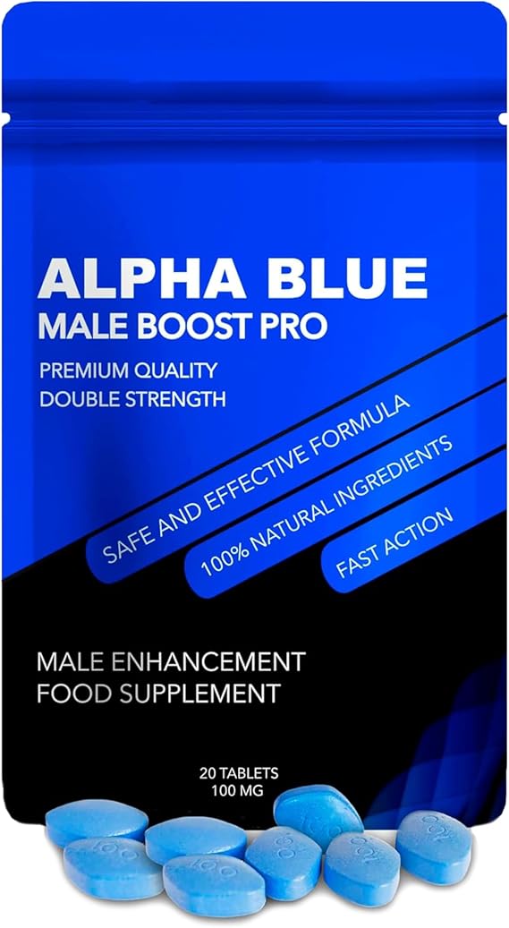Alpha Blue 10 Tablets Blue Pills for Men Performance Supplement Energy, Stamina & Endurance High Strength Herbal Complex Enhanced Vitality Peak Physical Condition with Ginseng & Maca Made in UK