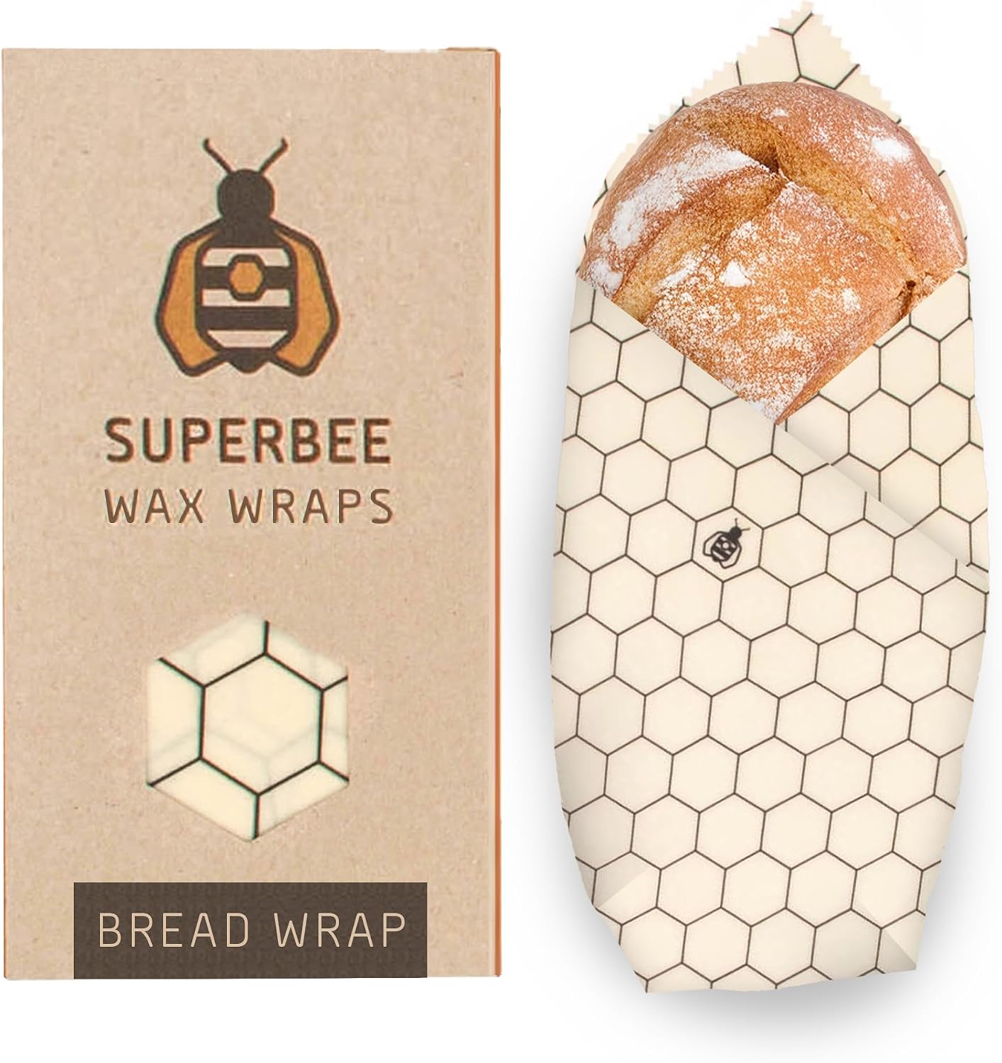 SUPERBEE Beeswax Wrap for Food, XXL Breadwrap – Hexagonia, Reusable Bees Wrap for Wrapping Vegetables, Cheese Paper, Cling Film, Bowl Covers and Sandwich Wrapping Paper, XXL Bread wrap