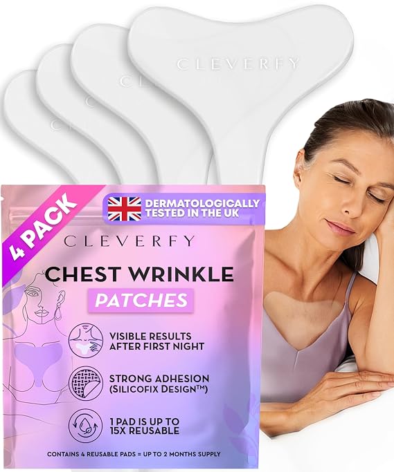 Cleverfy Silicone Chest Wrinkle Patches, Reusable Anti-Wrinkle Pads, 4 Pack