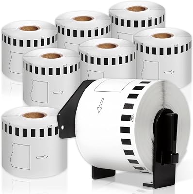 COLORWING DK-2205 Continuous Paper Labels Replacement for Brother DK2205 2.4 x 100Ft62mm x 30.48m Shipping Address Labels, for QL-800, 810W, 820NWB, 1110NWB, 8 Rolls with 1 Frame