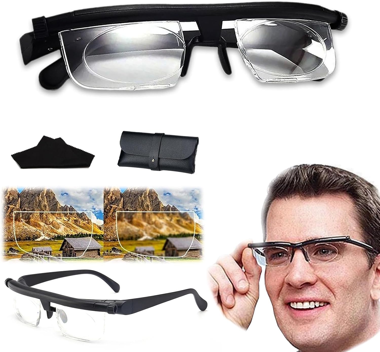 Flex Vision Adjustable Glasses,Flex Vision Adjustable Glasses for Men,Focus Adjustable Glasses Dial Vision