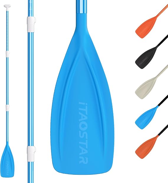 iTAOSTAR Paddle Board Paddle Detachable, Stand Up Paddle for Adults with Double Locks, Kayak Paddle Adjustable with Glass Fiber Blade, Floating Paddle Board Oar with Lightweight