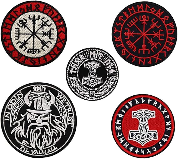 Norse Viking Compass Rune Embroidered Iron On Patches Halloween Costume DIY