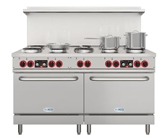 KoolMore 60 in. Commercial Electric Range with 10 Burners and 2 Standard Electric Ovens in Stainless Steel - 208V 3-Phase, CSA Listed (KM-CR60-E)