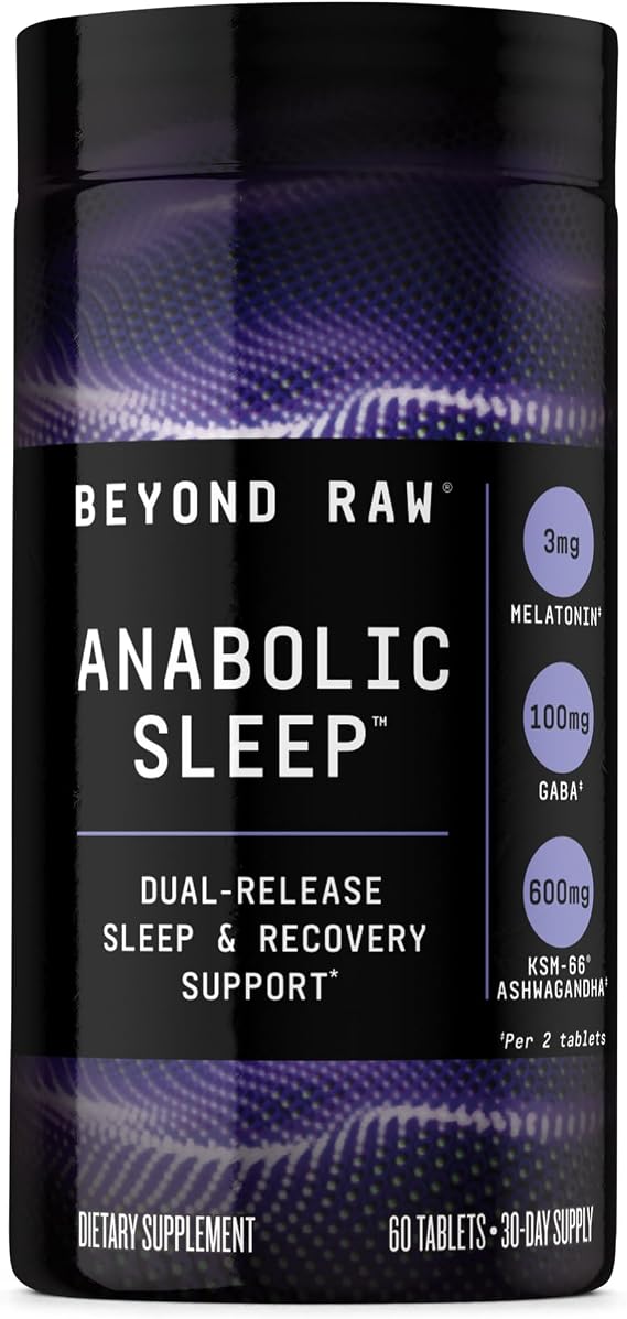 BEYOND RAW GNC Anabolic Sleep, Stress, Sleep, Recovery Support, 60 Count