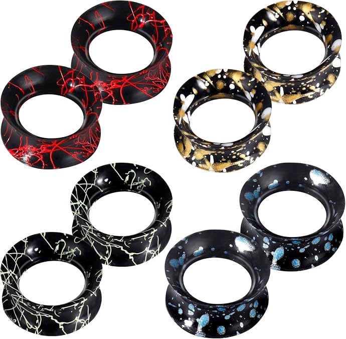 ONESING 2/8Pcs Silicone Gauges for Ears 00G-25mm Flexible Ear Tunnels Gauges Double Flared Ear Gauges Hypoallergenic Ear Expander Stretching Set for Women Men