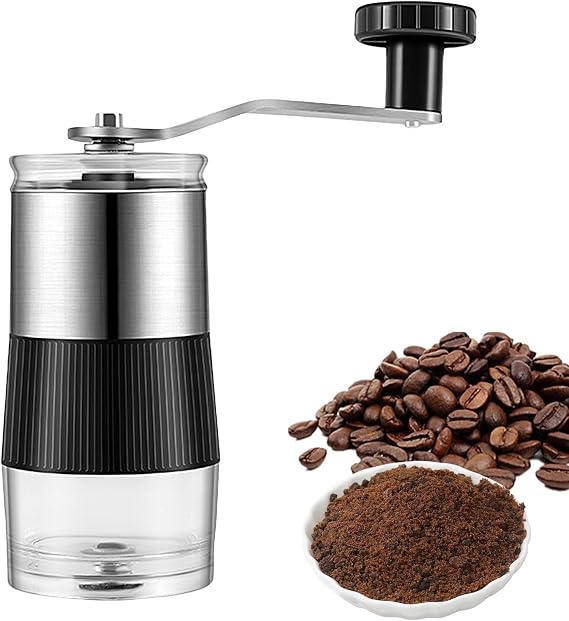 Manual Coffee Grinder - Stainless Steel Hand Crank Ballinger, Adjustable Coarseness | Portable Conical Mill, French Press, Drip Coffee, Compact Travel Coffee Bean Grinder