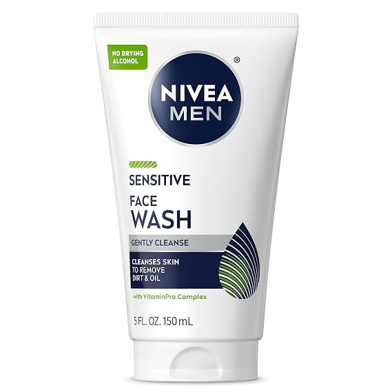 NIVEA MEN Sensitive Face Wash, Gentle Face Cleanser for Men, 5 FL OZ