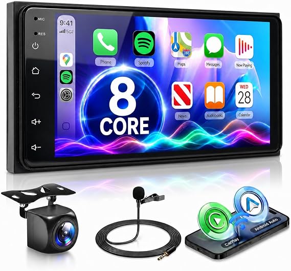 8 CORE 4G+64G Car Radio Stereo for Toyota Corolla 2003-2008/Camry 2002-2006/Highlander 2001-2007/RAV4 2001-2005, Wireless CarPlay/Android Auto 7" IPS Touch Screen Android 13 GPS WiFi DSP Camera