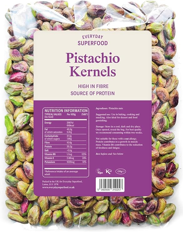 Everyday Superfood Raw Pistachio Kernels 150g | Unsalted & Aflatoxin Tested
