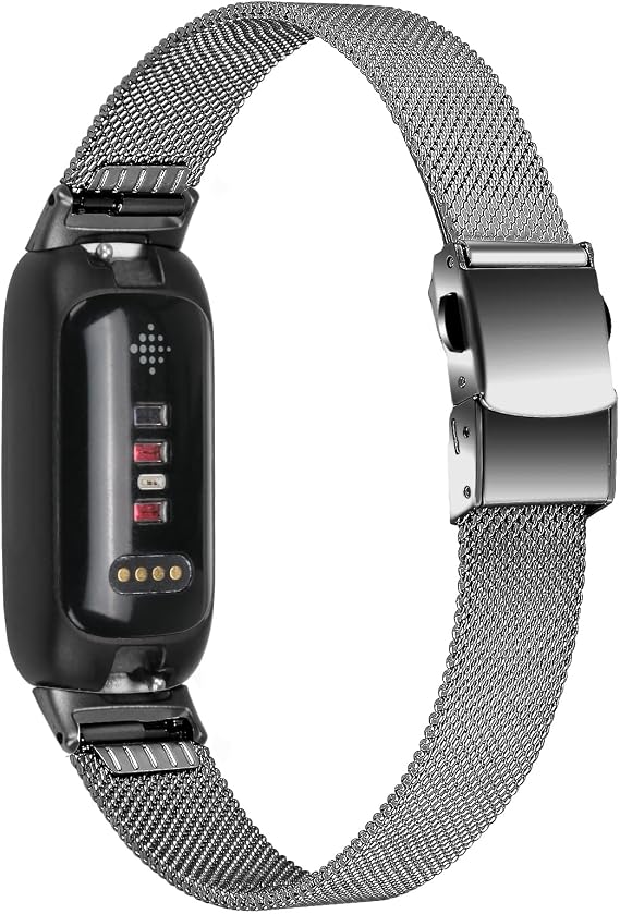 for Inspire 3 Bands Women Men, Stainless Steel Metal Mesh Loop Adjustable Wristband Replacement Strap for Fitbit Inspire 3 Fitness Tracker (Black)