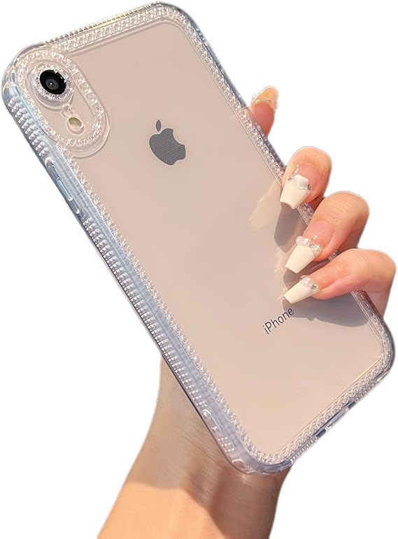 ZTOFERA Designed for iPhone XR 6.1 inch,Cute Clear Case for Women Girls,Sparkly Glitter Bling Flexible Soft TPU Silicone Bumper Protective Cover for iPhone XR,Clear