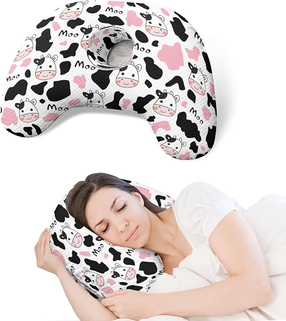 Ear Piercing Pillow for Side Sleepers with Washable Cover Pillows with Holes for Ear Pain,Donut Pillow for Adults CNH Ear Pain Relief Pressure Sores Ear Pillow with Hole in Center