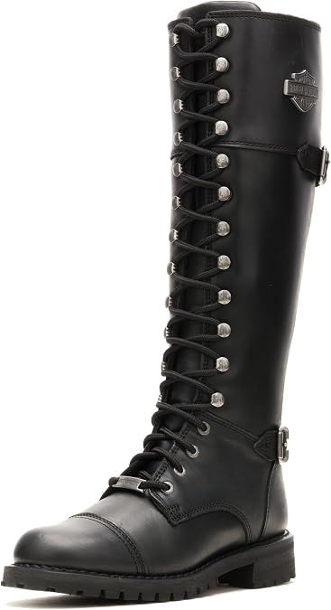 Harley-Davidson FOOTWEAR Womens Beechwood Leather Tall Riding Casual Boots Knee High Low Heel 1-2"