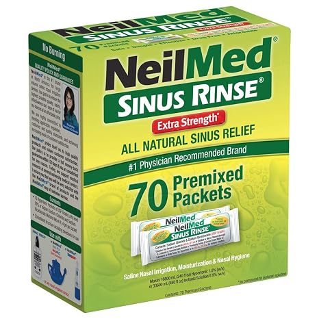 NeilMed's Sinus Rinse Extra Strength Pre-Mixed Hypertonic Packets, 70 Count (Pack of 1)