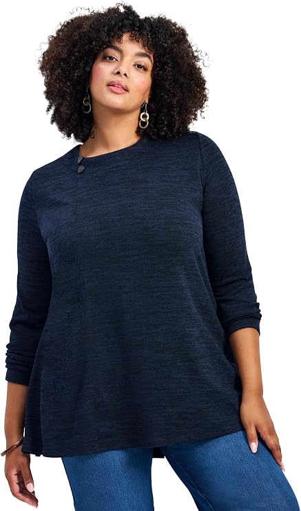 Avenue Ruby Button Detail Hacci Top