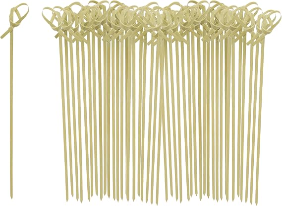 OGGI Bamboo Cocktail Picks Sticks 50 pcs - Bamboo Martini Picks, Reusable Wood Cocktail Skewers, Martini Sticks for Olives, Appetizers, Bamboo Garnish Picks, 4.25" / 11cm