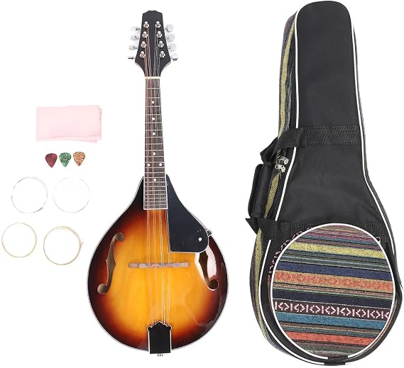 8 String Mandolin, Professional Beginner Acoustic Mandolin Set Mahogany Right Handed with Case Strings Picks for Students Home Practice Live Performance