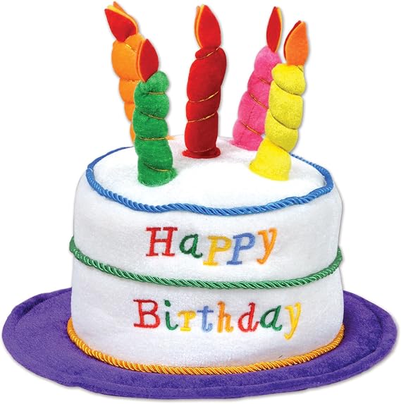 Beistle Unisex Happy Birthday Cake Hat With Candles Perfect Party Accessory For Special Day Celebrations, Milestones & Festive Occasions, Photo Booth Headwear