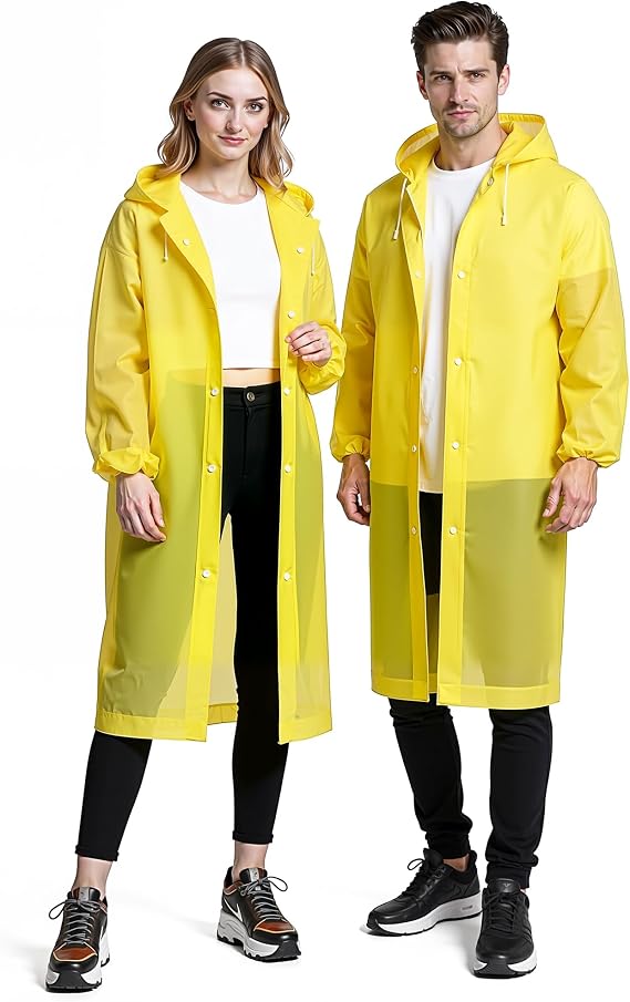 2 Pack Rain Ponchos for Adults Reusable, Waterproof EVA Raincoats