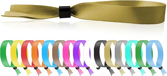 100 Wristco Gold Cloth Event Wristbands Plastic Closure to Prevent Reuse