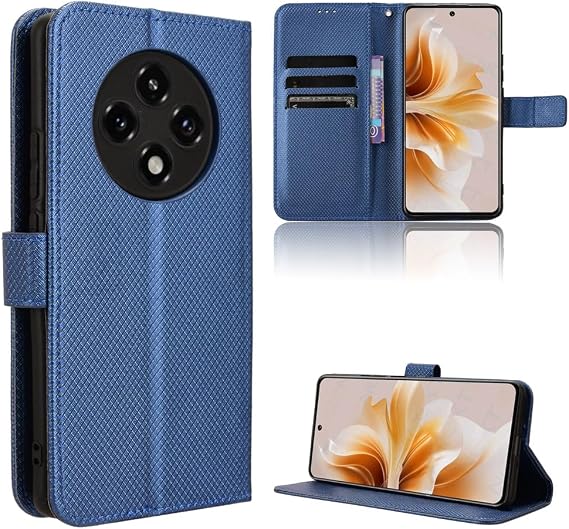 Compatible with Oppo A3 Pro 5G Leather Case Cover,PU Leather flip Cover Compatible with Oppo A3 Pro 5G PJY110 Case Cover Blue