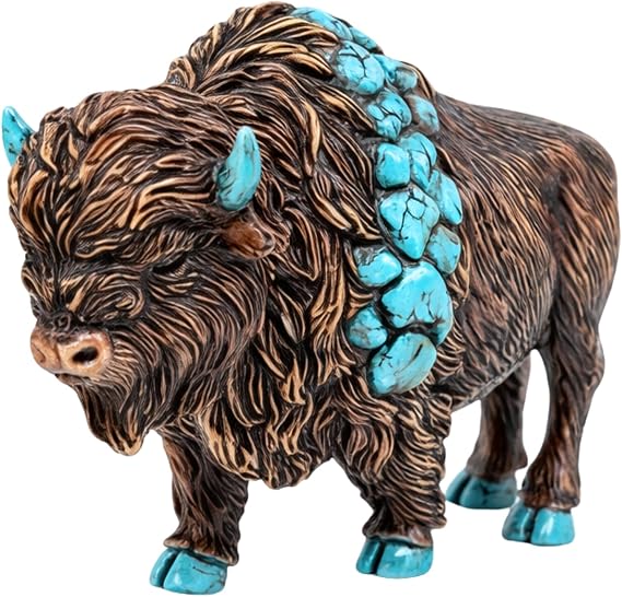 BestGiftEver Wild Heritage Buffalo Whisper Resin Buffalo Figurine | Western Rustic Bison Decor, Native-Inspired Southwestern Statue, Wildlife Collectible, Shelf & Desk Accent