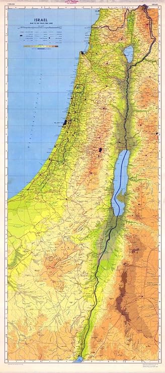 Gifts Delight Laminated Poster: Detailed Physical Map of Israel - English & Road Map
