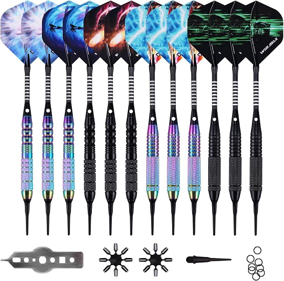 WIN.MAX Darts Plastic tip 12 Pcs Soft tip Darts for Electronic Dart Board
