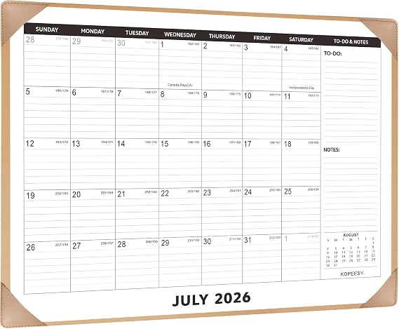 KOPEESY Desk Calendar 2026-2027 with Protective Mat 22" x 17"