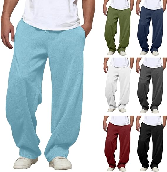 bmkBWO Baggy Sweatpants for Men,High Waisted Pull On Lightweight Joggers Workout Athletic Sweat Pants with Pockets