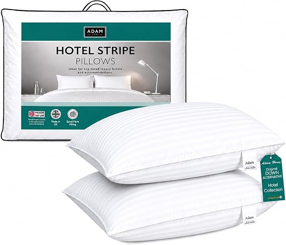 Adam Home Pillows 2 Pack Hotel Quality Side Sleeper Bounce Back Bed Pillow Quick Rebound & Dust Proof Resistant Premium Filled Hotel Pillows Pack of 2