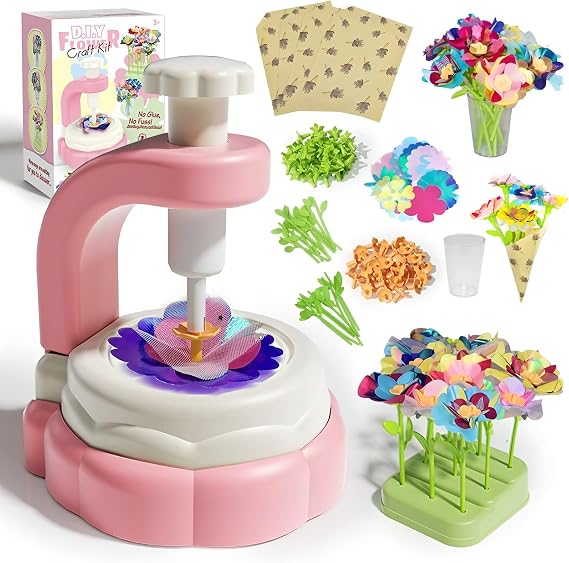 JIYAKO Flower Bouquet Building Kit, 185 PCS DIY Flower Craft Kit for Kids, Build Your Own Flower Bouquet Toy, Flower Art Craft & Flower Making Kit