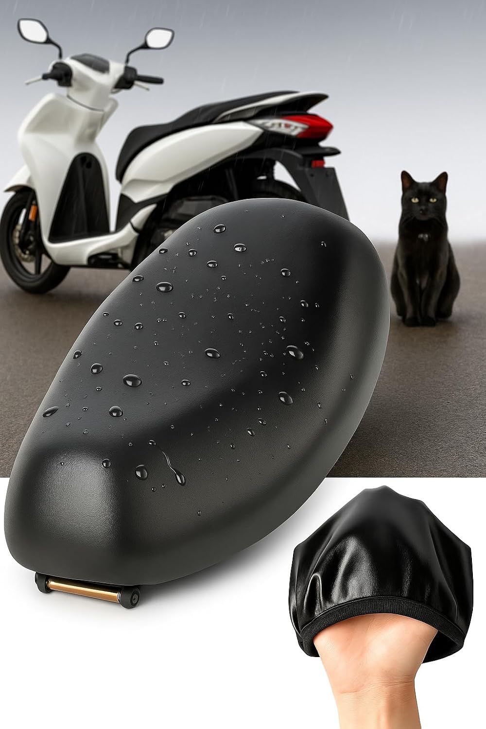 Compatible with Vi Caro 1108 Honda Forza Scooter Seat Cover Waterproof Black Motorcycle Seat