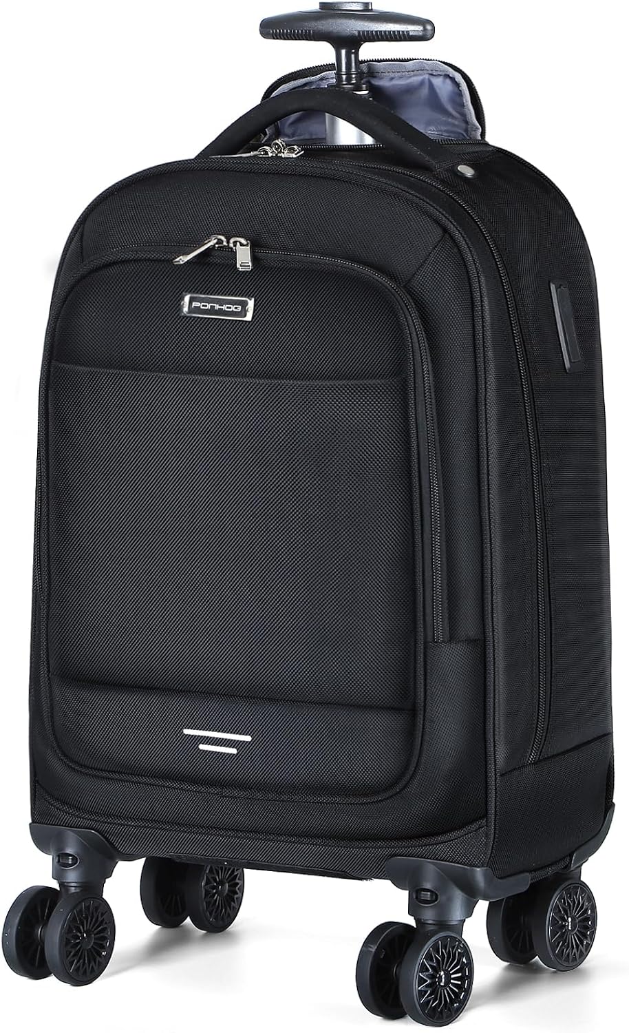 Ponhog Wheeled Backpack - 15.6 Inch Laptop Travel Backpack with 4 Spinner Wheels, Flight Approved Trolley Rucksack for Women & Men, Cabin Approved Carry On Luggage,Black