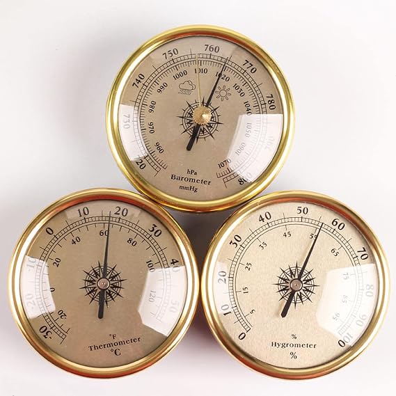 3 in 1 Barometer Thermometer Hygrometer,Metal Round dial Barometer Weather Station,Fishing Barometer,Barometers for The Home Indoor Outdoor