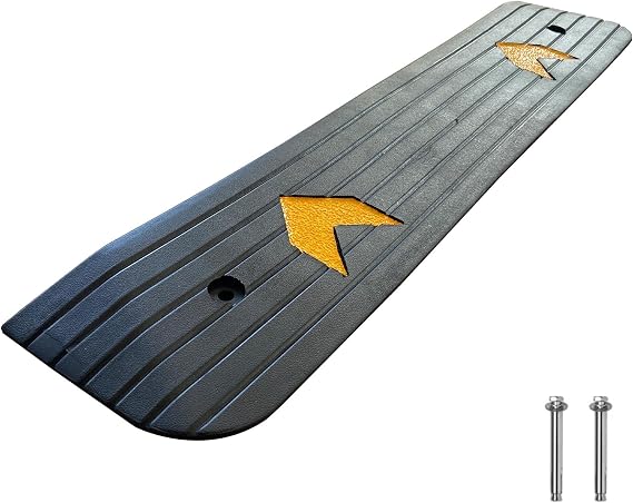 Rubber Threshold Ramp for Doorways Heavy Duty 2.5cm 1" Rise Wheelchair Ramp, 1 Pack Recycled Rubber Power Curb Ramp for Door Threshold Wheelchair Scooter Ramp Curb Ramp (RTR25)