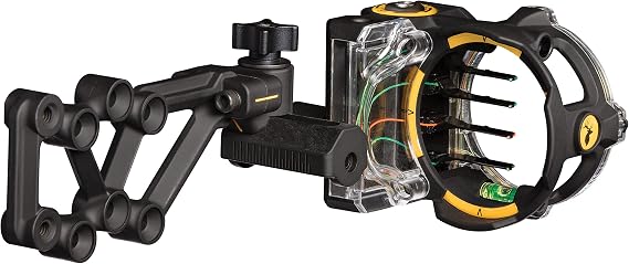 Trophy Ridge React H4 Bow Sight - 4 Pin Sight, Tool Less Windage and Elevation Adustability, 2nd Axis Leveling, Adjustable Click Light