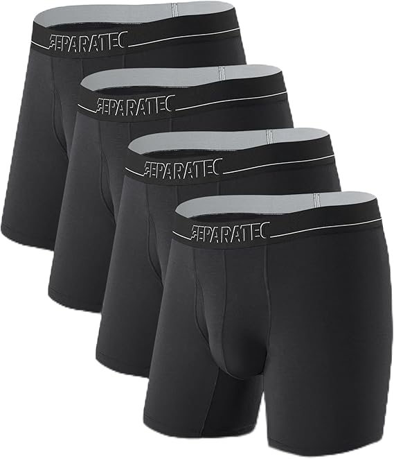 Separatec Independent Separate Pouch Underwear For Men Moisture Wicking & Silky Soft Micro Modal Boxer Briefs with Fly 4 Pack