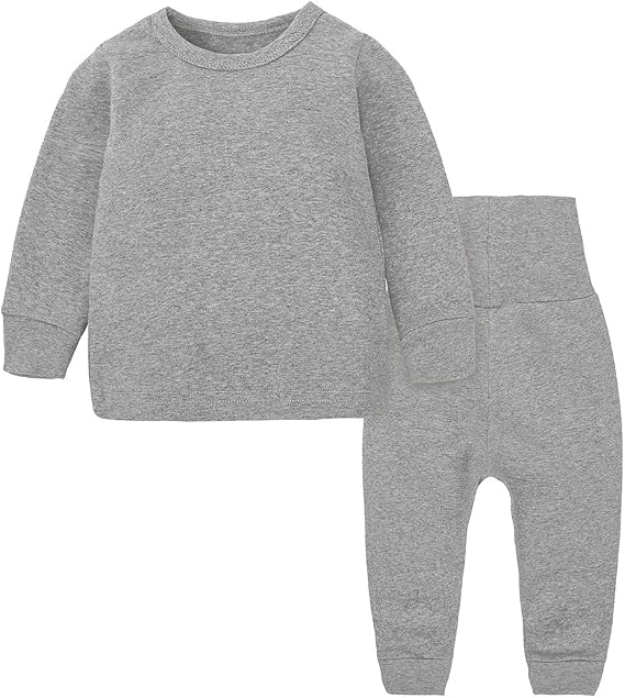 Kids Tales Little Boys&Girls 2 Pcs Solid Pajama Set Cotton Underwear Long Sleeve Sleepwear PJS