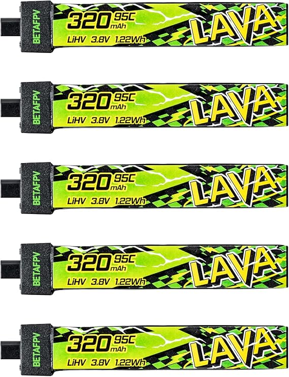 BETAFPV 5pcs Lava II 1S 320mAh LiHV Battery 3.8V 95C with BT2.0 Connector