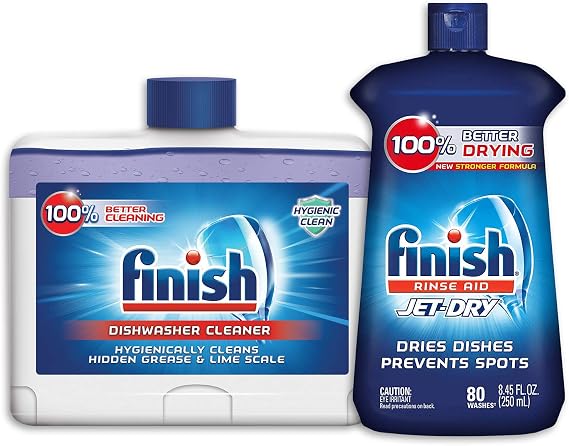 Finish Jet-Dry Rinse Aid, Dishwasher Rinse Agent & Drying Agent, 8.45 Fl Oz Dual Action Dishwasher Cleaner: Fight Grease & Limescale, Fresh, 8.45oz
