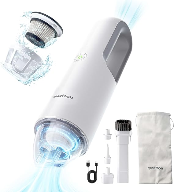Car Vacuum Portable Cordless, Dust Busters Cordless Rechargeable with LED Light, 4 in 1 Blow & Suction Hand Held Mini Vacuum Cleaner, Multiple Nozzles, for Car, Pet, Home, Office