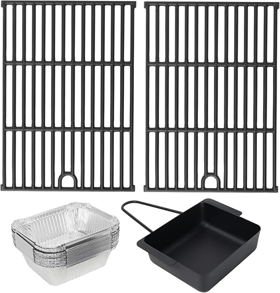 Grill Parts for Nexgrill 4 Burner 720-0925 720-0925P 720-0925PG,Grill Grate & Universal Grease Pan for Nexgrill 720-0925P Replacement Parts 720-0340 720-0718A Grate for Charbroil 463352521 463351021