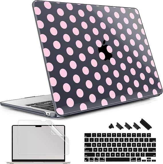 May Chen for M5 MacBook Air 13.6 Inch Case 2026 2025 2024-2022 Release M5 A3449 M4 A3240 M3 A3113 M2 A2681, Plastic Hard Shell Case for MacBook Air 13.6" with Retina Display, Black Dots