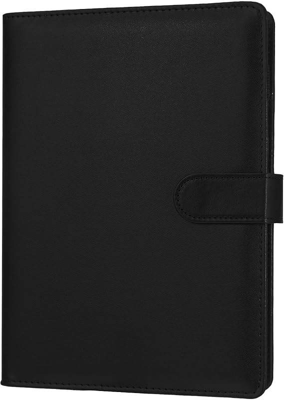 JIANTA A5 PU Leather Ring Binder, 6 Ring Refillable Budget Binder, Black