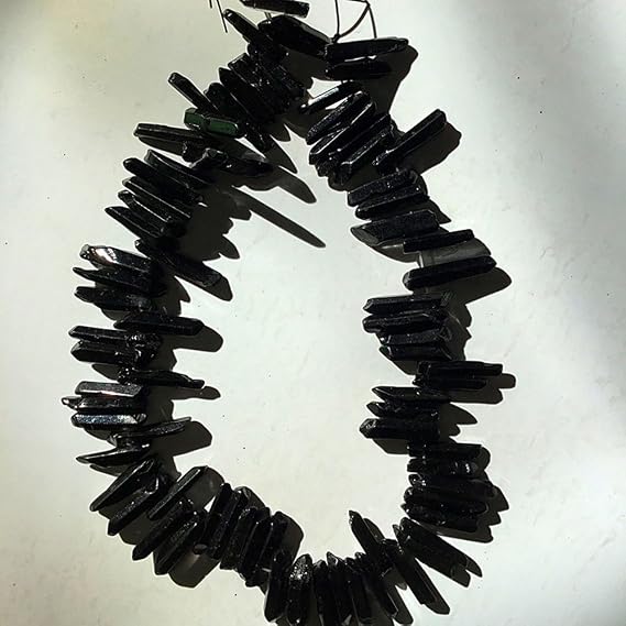 AITELEI Natural Rock Crystal Points Titanium Coated Quartz Rough Sticks Spikes Point Irregular Drilled Loose Beads 15" for Decor Reiki Crystal Healing