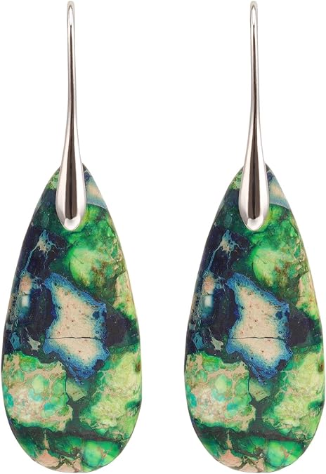 Natural Healing Stone Birthstone Teardrop Dangle Earrings