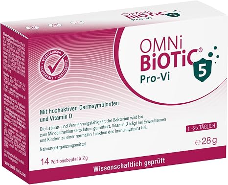 OMNi BiOTiC Pro-Vi 5 5 Bacteria Professionals + Vitamin D for Your Immune System For Daily Use Vegetarian Gluten Free Lactose Free Powder 14 Sachets