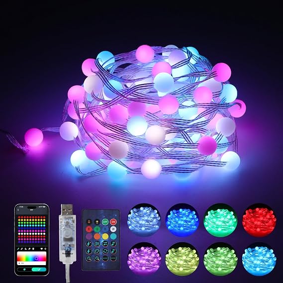 Vigdur Color Changing Fairy Lights, 33ft 100 LEDs String Lights for Bedroom